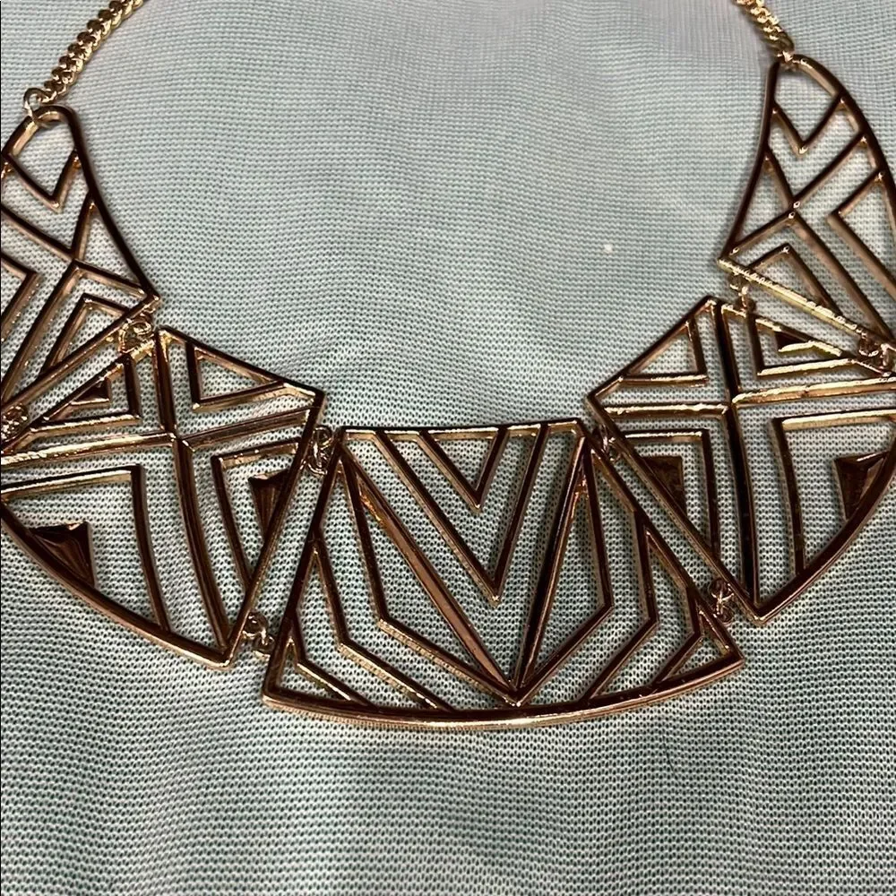 Lustrous Gold Geometric Statement Necklace